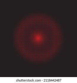 Arte Resumen Rojo. Fondo de semitono negro. Vector Retro. Grunge de textura. Punto Retro. Puntos de degradado. Ilustración de diseño. Forma redonda.