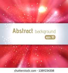 Red abstract artistic background with place for text. Color rays of light. Original sparkle design