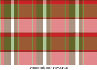 Red abstract asymmetrical check plaid seamless pattern. Vector illustration.