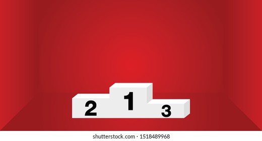 Red abstract background with award winning podium