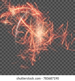 Red abstract background with blurred magic neon light curved lines. And also includes EPS 10 vector