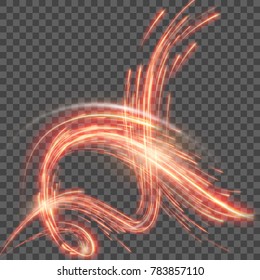 Red abstract background with blurred magic neon light curved lines. And also includes EPS 10 vector