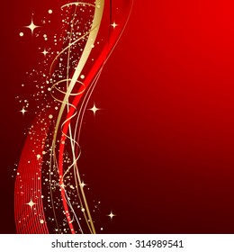 Fondo abstracto rojo. Fondo de Navidad con ola. 