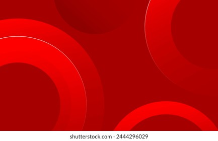Red abstract background with circles. Vector illustration