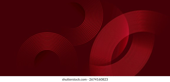 Fundo abstrato vermelho com padrões de linha circulares