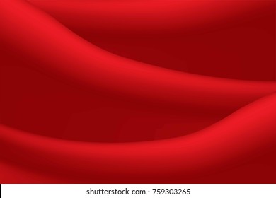 Red abstract background cloth with curves lines and shadow, wave or wavy folds of grunge silk texture. Christmas background.