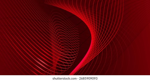 Fondo abstracto rojo con líneas curvas y patrón de cuadrícula, creando una sensación de movimiento y energía.