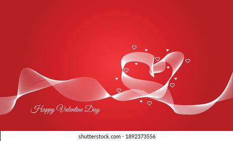 Red Abstract Background design with a line forming a heart vector illustration. Good template for Valentine day design.
