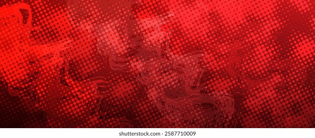 red abstract background with dynamic halftone effects and textured artistic patterns