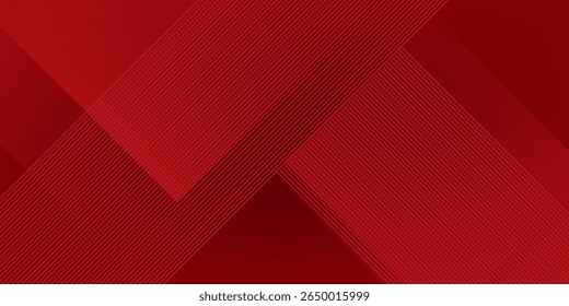 Red abstract background. Dynamic shapes composition. Abstract simple dark red gradient illustration background with 3d look overlap square with shadow and line pattern. Cool design and luxury.