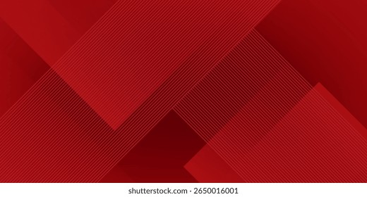 Red abstract background. Dynamic shapes composition. Abstract simple dark red gradient illustration background with 3d look overlap square with shadow and line pattern. Cool design and luxury.