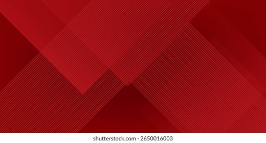 Red abstract background. Dynamic shapes composition. Abstract simple dark red gradient illustration background with 3d look overlap square with shadow and line pattern. Cool design and luxury.
