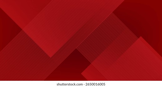 Red abstract background. Dynamic shapes composition. Abstract simple dark red gradient illustration background with 3d look overlap square with shadow and line pattern. Cool design and luxury.
