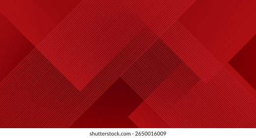 Red abstract background. Dynamic shapes composition. Abstract simple dark red gradient illustration background with 3d look overlap square with shadow and line pattern. Cool design and luxury.