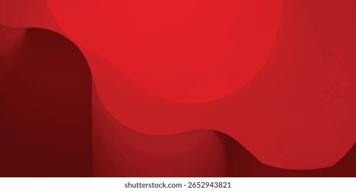 Red abstract background with a flowing wave design, perfect for a festive Christmas or Valentine's Day illustration, business card, or elegant silk-like banner