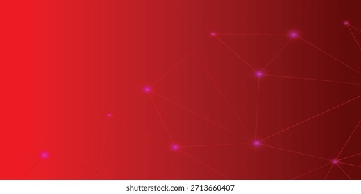 Red Abstract Background With Geometric Network Lines And Neon Nodes For Tech And Connectivity Visuals