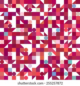 Red abstract background. Geometric shapes seamless pattern.