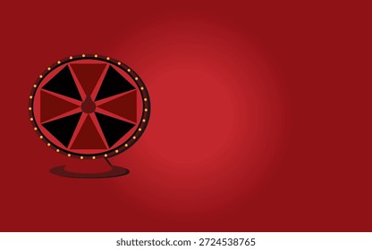 Fondo abstracto rojo con rueda de la fortuna brillante.