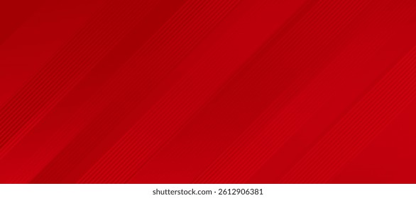 Red abstract background with glowing geometric lines. Modern shiny red gradient diagonal lines pattern. Futuristic technology concept.