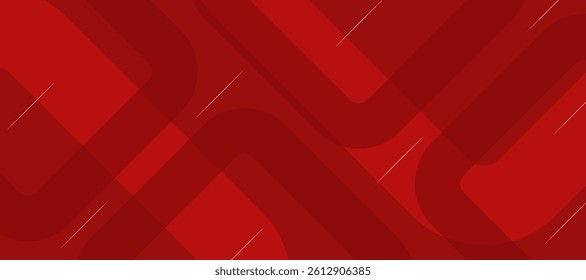 Red abstract background with glowing geometric lines. Modern red gradient rounded square lines pattern. Futuristic technology concept.