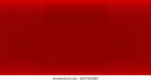 Fondo abstracto rojo con líneas geométricas brillantes. Cortina de líneas redondeadas diagonales degradadas