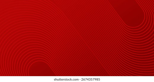 Red abstract background with glowing geometric lines. Modern shiny red curve