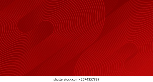 Red abstract background with glowing geometric lines. Modern shiny red curve illustrations baliho template