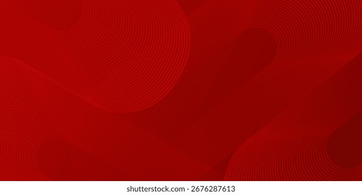 Red abstract background with glowing geometric lines. Trendy natural
