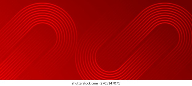 Fondo abstracto rojo con líneas geométricas brillantes. Moderno degradado rojo brillante diagonal líneas redondeadas patrón. fondo rojo degradado.