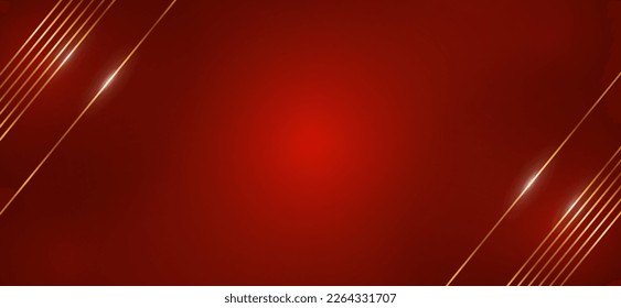 Fondo abstracto rojo con líneas doradas. Fondos para postales y banners, para publicidad y negocios, carteles, sitios web y portadas, ilustración vectorial para diseño gráfico