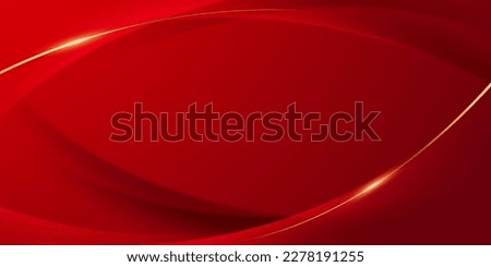 red abstract background with golden line elements modern design vector illustration