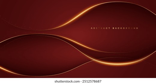 Red abstract background with golden lines