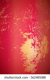 Red abstract background with golden spatter
