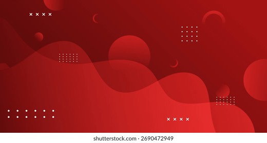 Fundo abstrato vermelho com ondas de gradiente e padrões geométricos, dando uma aparência arrojada, moderna e elegante