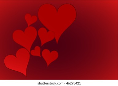 red abstract background with hearts