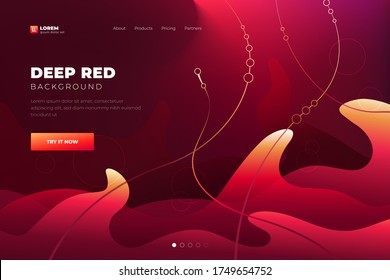 Red abstract background. Landing Page Website Template Abstract liquid trendy shapes. Minimal background. Modern futuristic design for background or wallpaper.