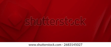 Red abstract background with layered squares and subtle shadows, creating depth.