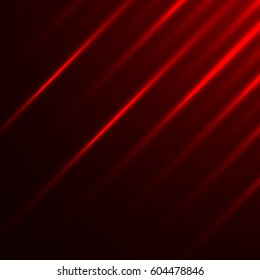 Red abstract background with luminous stripes. Light effect. Vector illustration.
