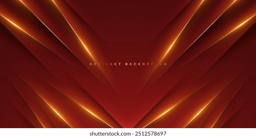 Red Abstract Background with Luxurious Golden Lines