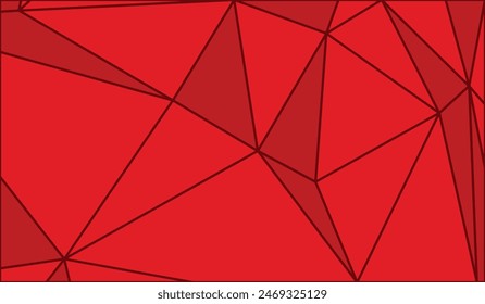 Red abstract background made of triangles, vector illustration.