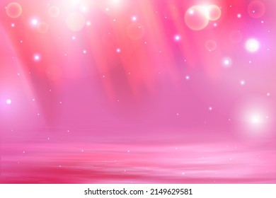 Red abstract background with magic liquid waves, falling luminous dots and circles vector illustration. Supernatural fantasy backdrop design for modern advertising presentation of product or brand