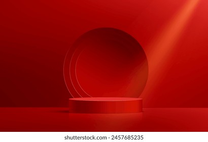 Red abstract background, mock up scene for product display