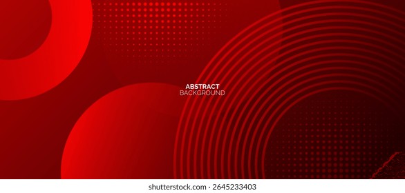 Red abstract background. Modern dot circle lines pattern. Futuristic concept. Minimal geometric design.