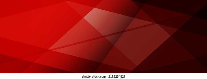 Red abstract background. Modern abstract red m wide banner with transparent geometric shapes. Vector illustration