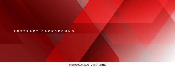 Red abstract background. Modern abstract red wide banner with transparent geometric shapes. Vector illustration