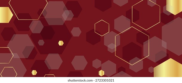 Fondo abstracto rojo con decoración de Formas hexagonales superpuestas. Diseño de línea hexagonal lujoso y moderno para portada, Anuncio, folleto, marketing y Sitio web. VOL. 2