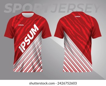 red abstract background and pattern for sport jersey design and mockup. front and back view template
