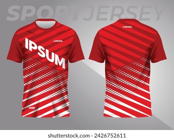 red abstract background and pattern for sport jersey design and mockup. front and back view template