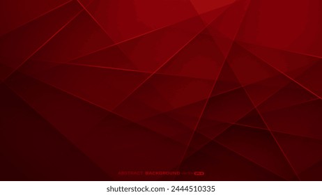 Red abstract background with polygon shape, lines and light composition. Modern design template elements. Vector illustration