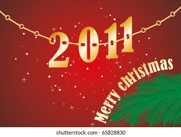 Red abstract background with scene of the numerals of the year 2011